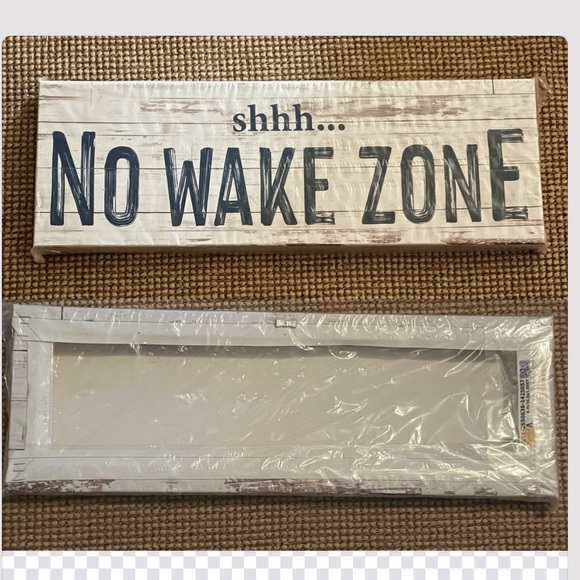 TAILORED CANVASES - “Shh… No Wake Zone” Rustic large wall sign decor 8x24” new